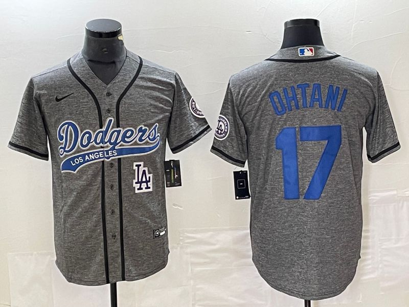 Men Los Angeles Dodgers #17 Ohtani Grey Nike Game MLB Jersey style 7->los angeles dodgers->MLB Jersey